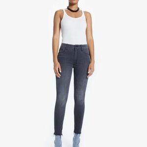 Mother High Waisted Looker Ankle Fray Black Jeans Lighting Up Lanterns Size 26